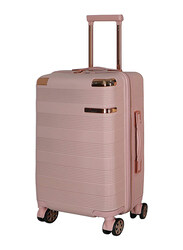 Senator Hard Sided Medium Checked luggage Trolley for Unisex ABS Lightweight 4 Double Wheeled Suitcase with Built In TSA Type lock A5123 Milk Pink