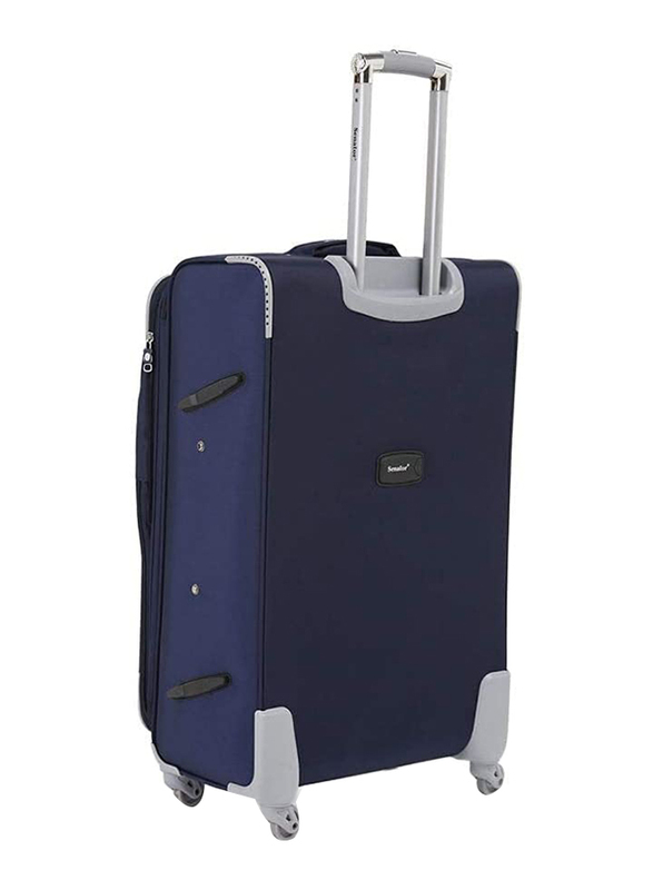 Senator Soft Shell Checked Luggage Trolley Suitcase for Unisex 32 Inch Ultra Lightweight Travel Bag With 4 Wheels Navy Blue