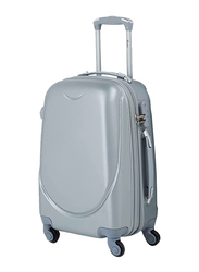 Senator Hard Case Carry on Luggage Trolley 20 Inch Small Suitcase with Wheels for Unisex ABS Ultra Lightweight Travel Bag with 4 Spinner Wheels Silver