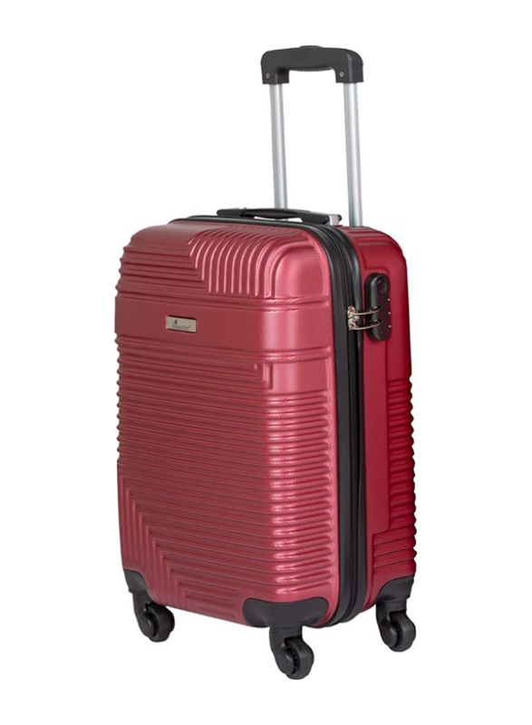 Senator Hard Case Checked Luggage Trolley 24 Inch Suitcase with Wheels for Unisex ABS Lightweight Travel Bag with Spinner Wheels 4 Burgundy