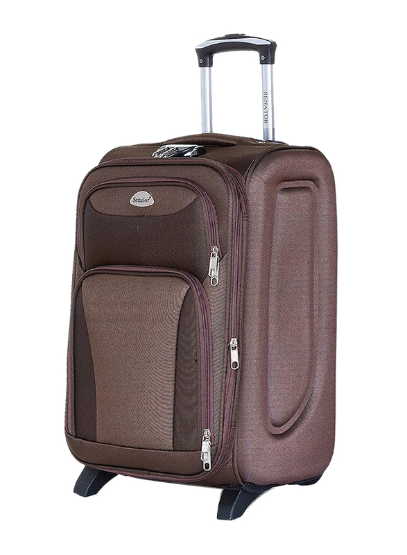 Senator Soft Shell Checked Luggage Trolley Suitcase for Unisex 28 Inch Ultra Lightweight Expandable EVA Travel Bag With 2 Wheels Burgundy