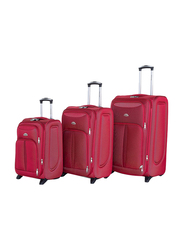 Senator KH108 3-Piece Soft-Shell Luggage Suitcase Set with 2 Wheels, Burgundy