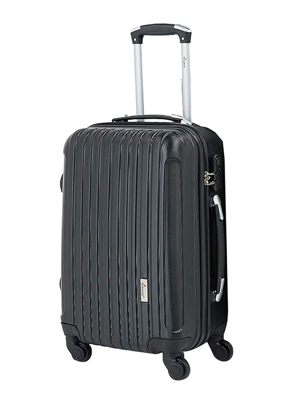 Senator Hard Case Checked Luggage Trolley 24 Inch Suitcase with Wheels for Unisex ABS Ultra Lightweight Travel Bag with 4 Spinner Wheels Black