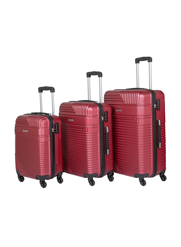 Senator Travel Bags Lightweight ABS Hard Sided Trolley Luggage Set of 3 Suitcases with 4 Spinner Wheels Burgundy