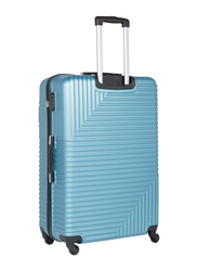 Senator Hard Case Checked Luggage Trolley 24 Inch Suitcase with Wheels for Unisex ABS Lightweight Travel Bag with Spinner Wheels 4 Light Blue