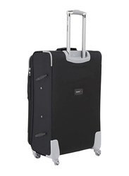 Senator Soft Shell Checked Luggage Trolley Suitcase for Unisex 32 Inch Ultra Lightweight Travel Bag With 4 Wheels Black