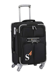 Senator Soft Shell Checked Luggage Trolley Suitcase for Unisex 32 Inch Ultra Lightweight Travel Bag With 4 Wheels Black