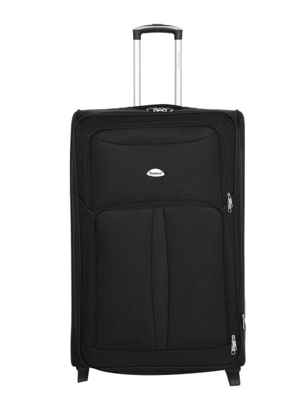 Senator Soft Shell Cabin Luggage Trolley Suitcase for Unisex 20 Inch Ultra Lightweight Expandable EVA Travel Bag With 2 Wheels Black