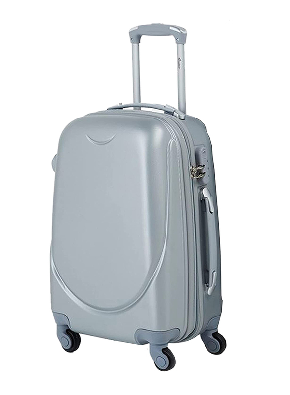 Senator Hard Case Checked Luggage Trolley 28 Inch Suitcase with Wheels for Unisex ABS Ultra Lightweight Travel Bag with 4 Spinner Wheels Silver
