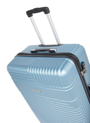 Senator Hard Case Checked Luggage Trolley 24 Inch Suitcase with Wheels for Unisex ABS Lightweight Travel Bag with Spinner Wheels 4 Light Blue