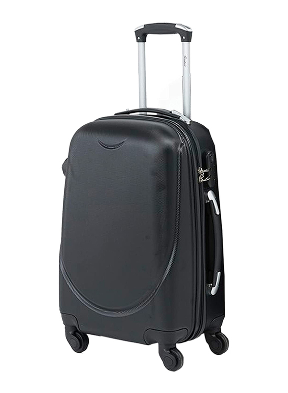 Senator Hard Case Carry on Luggage Trolley 20 Inch Small Suitcase with Wheels for Unisex ABS Ultra Lightweight Travel Bag with 4 Spinner Wheels Black