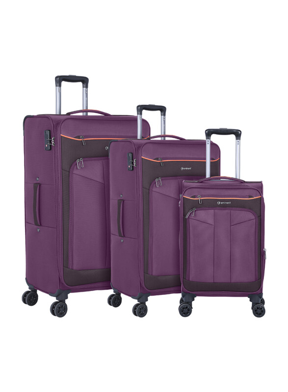 

Eminent Lightweight Expandable 4 Double Spinner Wheeled Suitcase Luggage Trolley Set with 3 Digit TSA lock, 3 Pieces, E788SZ-3_PPL, Purple