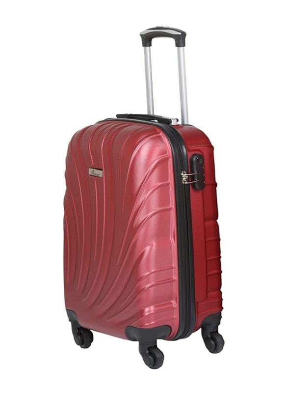 Senator Hard Case Checked Luggage Trolley 28 Inch Suitcase with Wheels for Unisex ABS Lightweight Travel Bag with Spinner Wheels 4 Burgundy