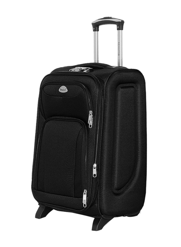 Senator Soft Shell Checked Luggage Trolley Suitcase for Unisex 28 Inch Ultra Lightweight Expandable EVA Travel Bag With 2 Wheels Black