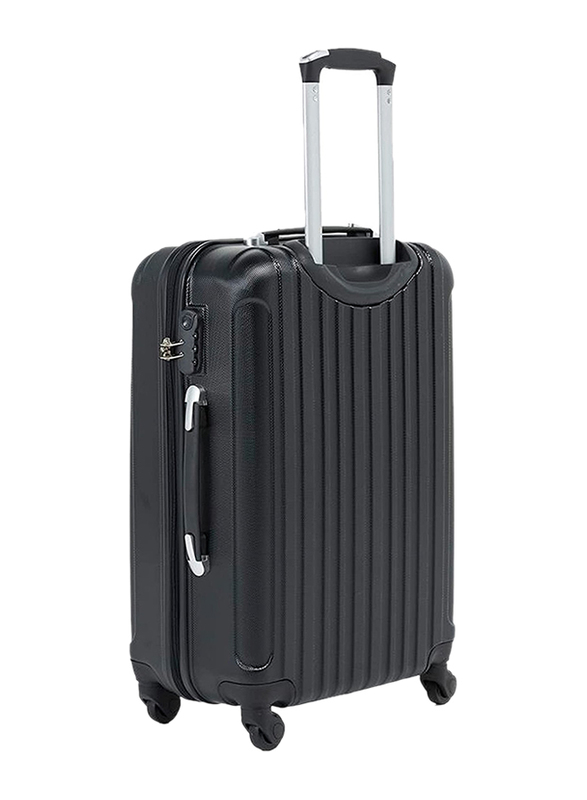 Senator Hard Case Checked Luggage Trolley 24 Inch Suitcase with Wheels for Unisex ABS Ultra Lightweight Travel Bag with 4 Spinner Wheels Black