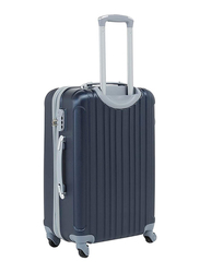 Senator Hard Case Checked Luggage Trolley 24 Inch Suitcase with Wheels for Unisex ABS Ultra Lightweight Travel Bag with 4 Spinner Wheels Navy Blue
