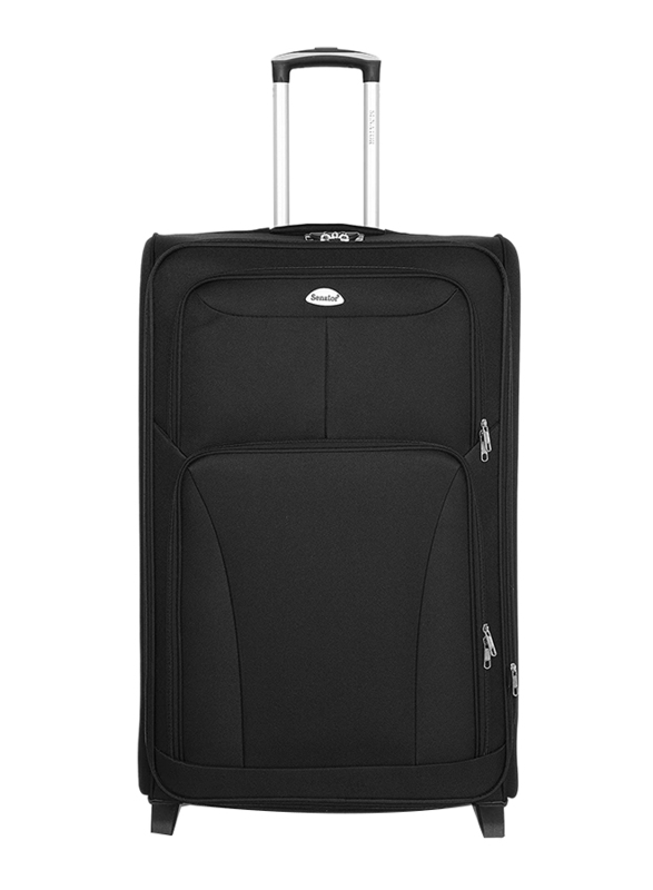 Senator Soft Shell Checked Luggage Trolley Suitcase for Unisex 28 Inch Ultra Lightweight Expandable EVA Travel Bag With 2 Wheels Black