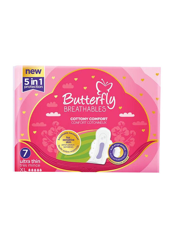 

Butterfly Breathable Ultra-Thin Cottony Extra Long Sanitary Pads, 7 Pieces